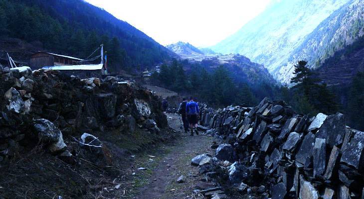 the stone walled at manaslu circle trek