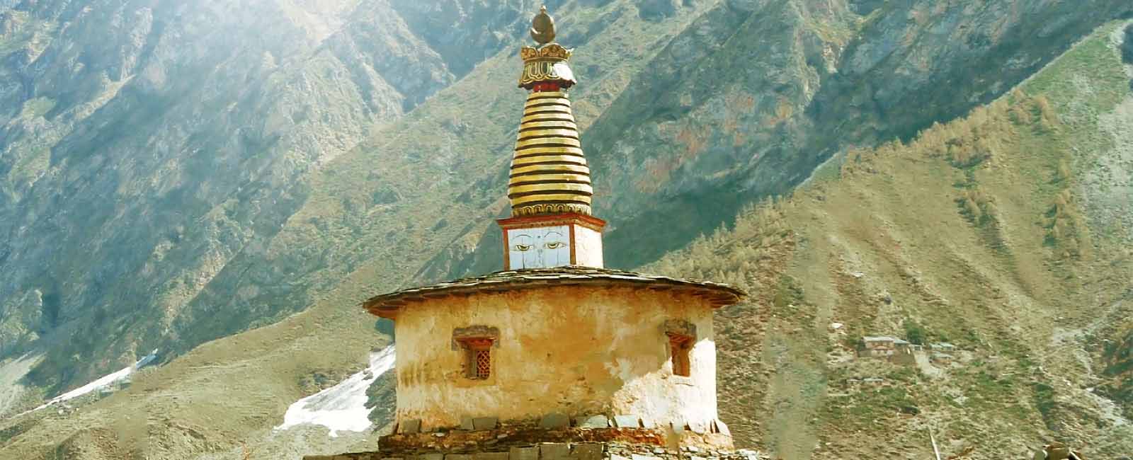 A stupa on the mountain at Nepal