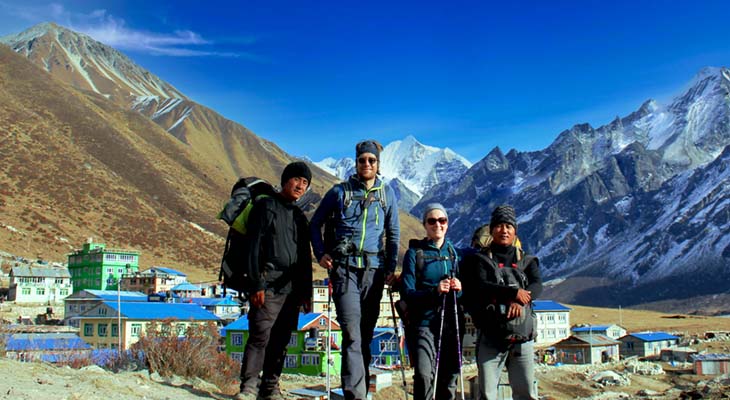 A group on the budget-friendly trekking in the Langtang valley