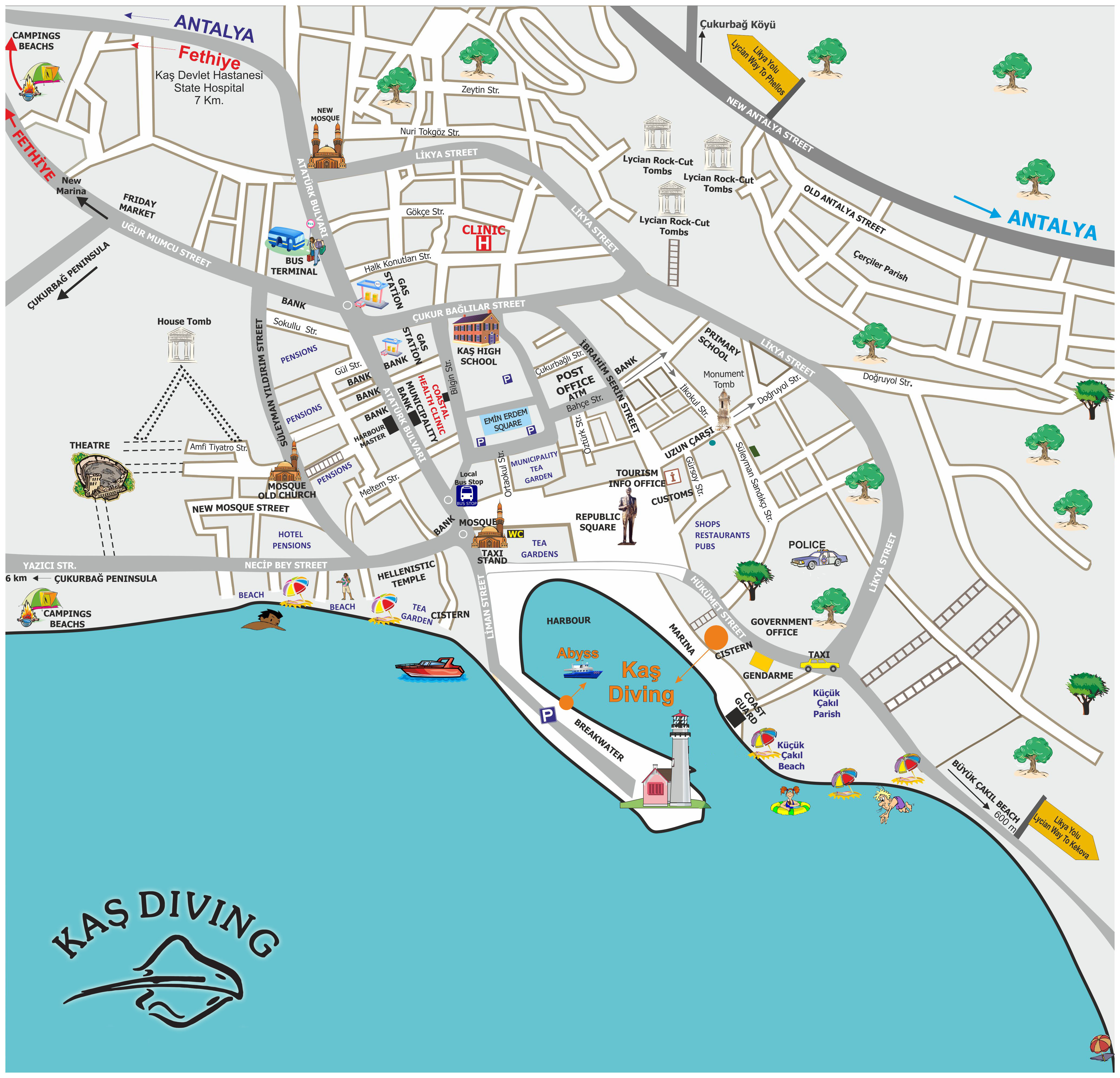 Map Kas Diving Kas Map 2021 