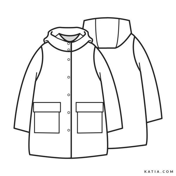 Naaipatroon van Katia Fabrics voor een damesjas met waterdichte stoffen
