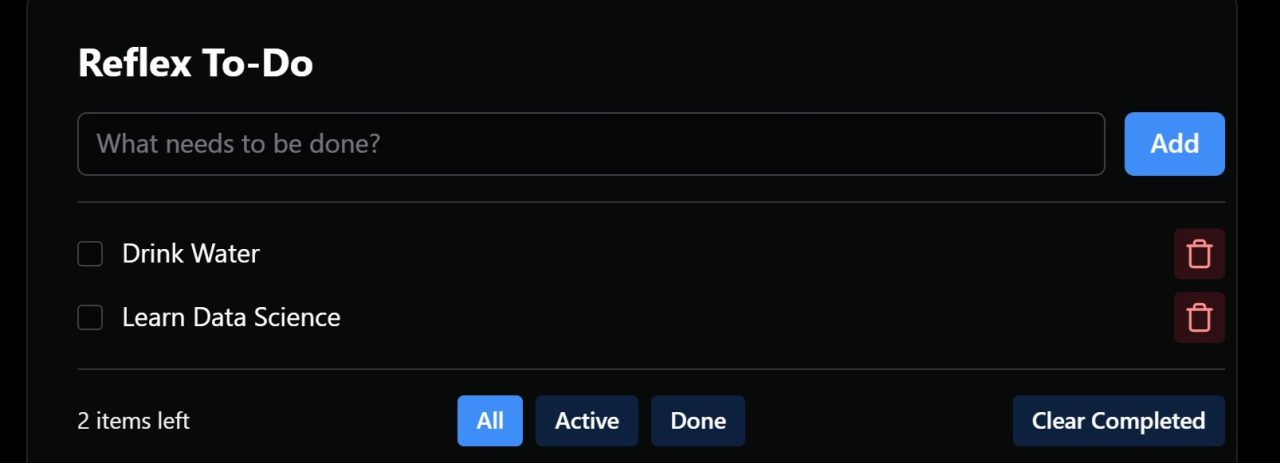 Reflex を使用した Pure Python Web アプリの構築