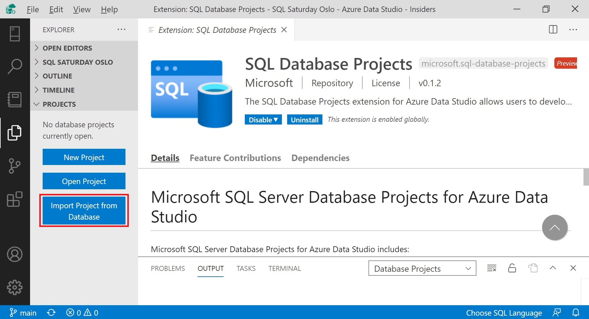 Tips about creating Database Projects in Azure Data Studio