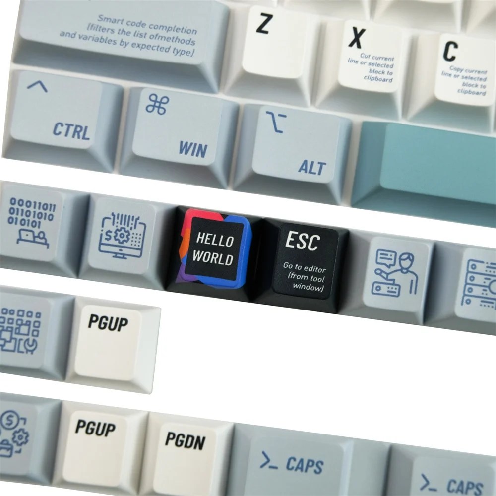 Programmer Coding Keycaps Set Computer White (3) White Keycaps Set with Programmer Coding Computer Design