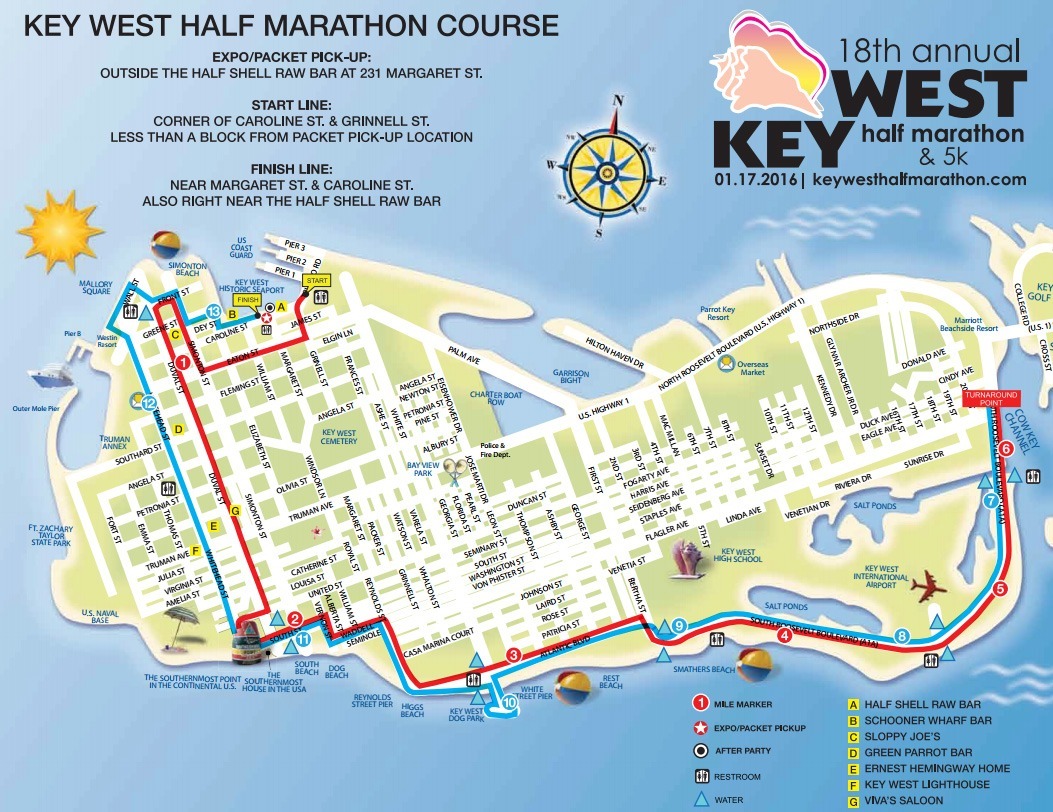 Best Half Marathons In Florida Key West Half Marathon Keywest Half Map 