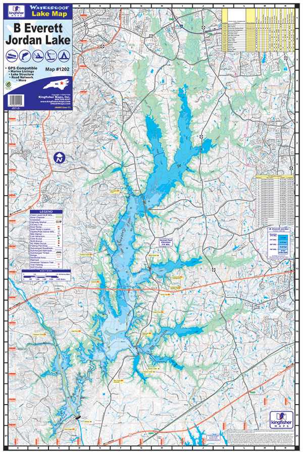 B Everett Jordan Lake Waterproof Map 1202 Kingfisher Maps Inc 1202jordan 1 