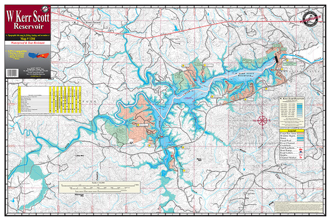 W Kerr Scott Reservoir Waterproof Map 1204 Kingfisher Maps Inc 