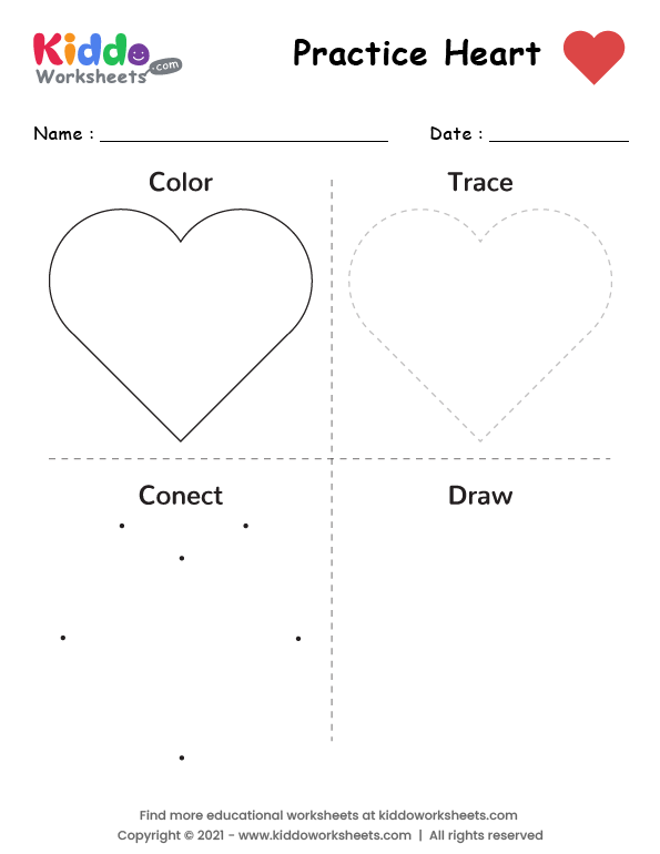 free printable practice heart shape worksheet kiddoworksheets