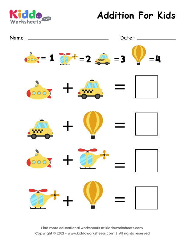 free printable addition transportation worksheet kiddoworksheets