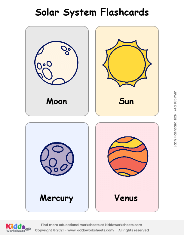 free printable solar system flashcards flashcards kiddoworksheets