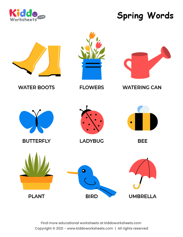 free printable spring words worksheet kiddoworksheets