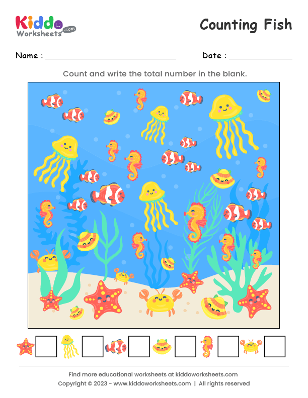Free Printable Counting Fish Worksheet Kiddoworksheets