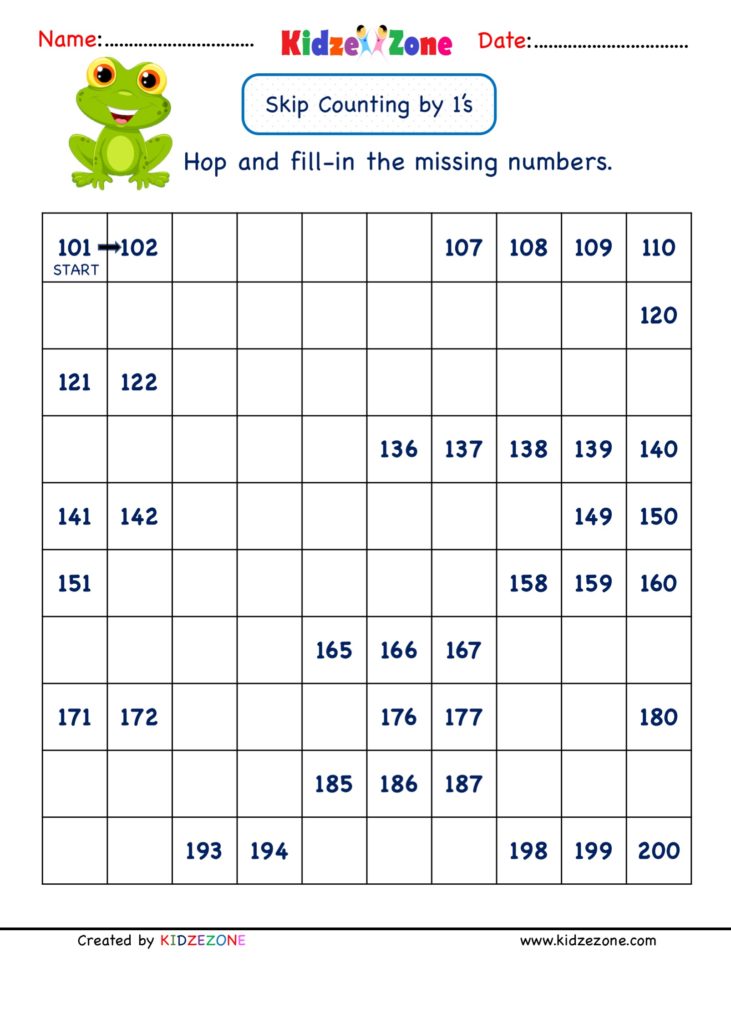 grade 1 math number worksheets skip counting by 1