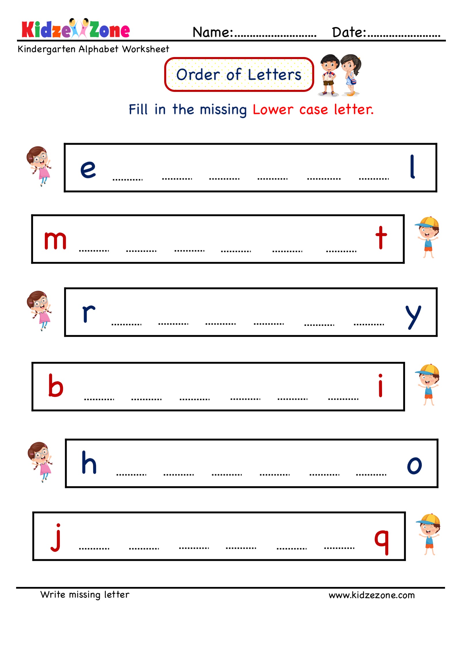 Fun learning online worksheets for kindergarten, online english printable worksheets. Kindergarten Letter Worksheets Write Missing Letter