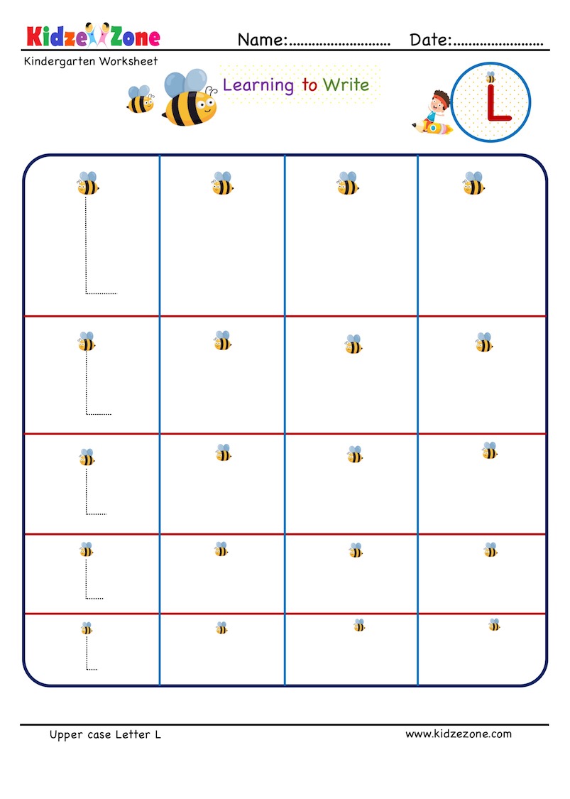 kindergarten letter writing in blank space letter l kidzezone