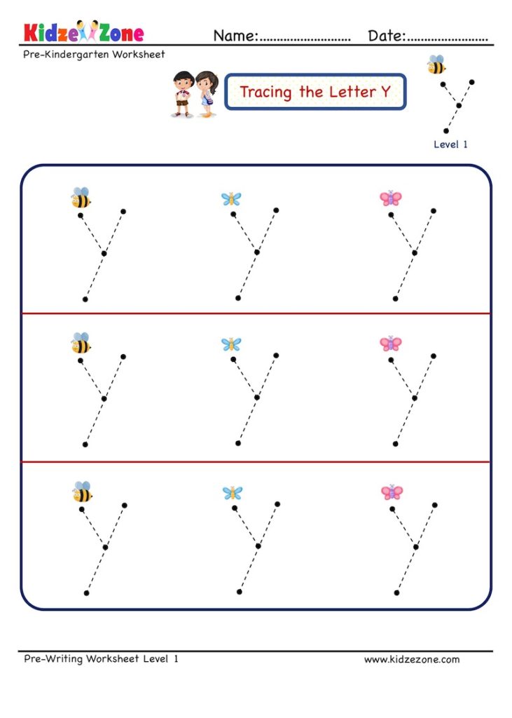 letter y tracing worksheet big font kidzezone