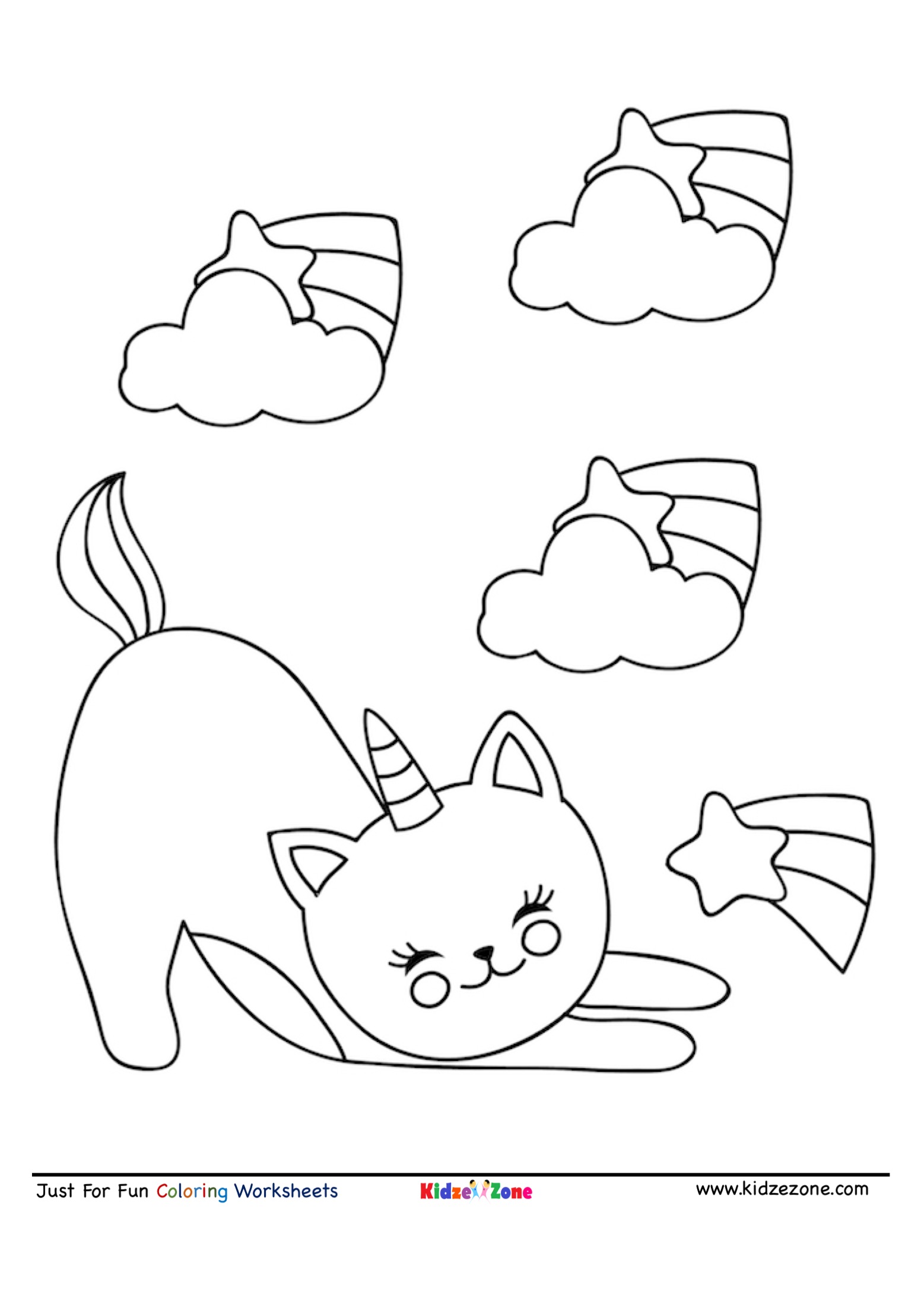 playful cat cartoon coloring page kidzezone