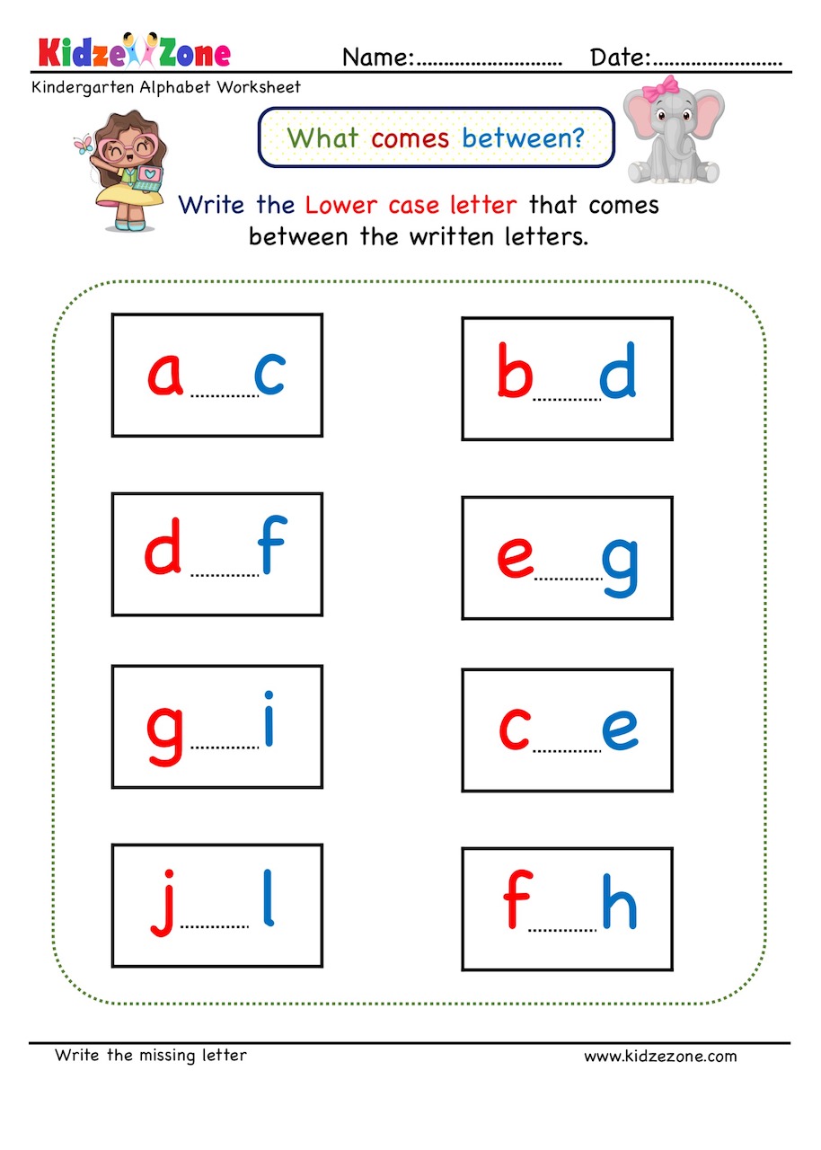 kindergarten missing letter worksheet what comes before