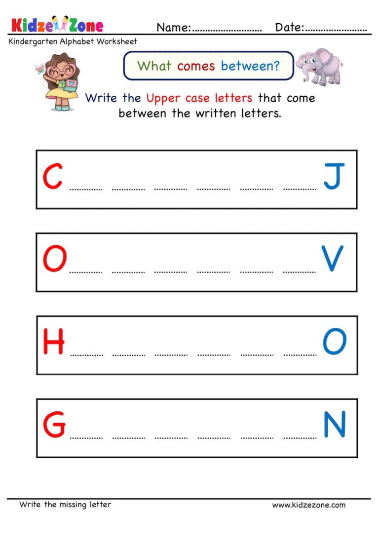 kindergarten missing letter worksheet what comes before