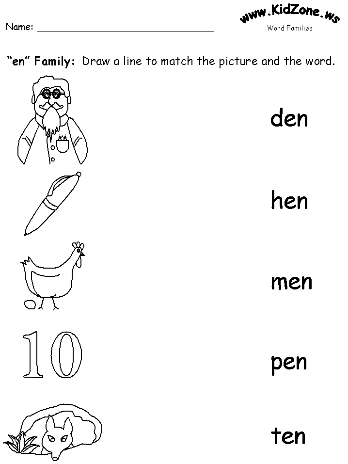 word family phonics worksheets