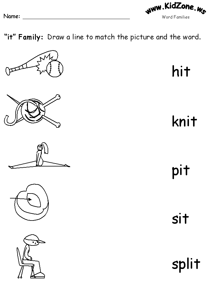 free printable word family worksheets