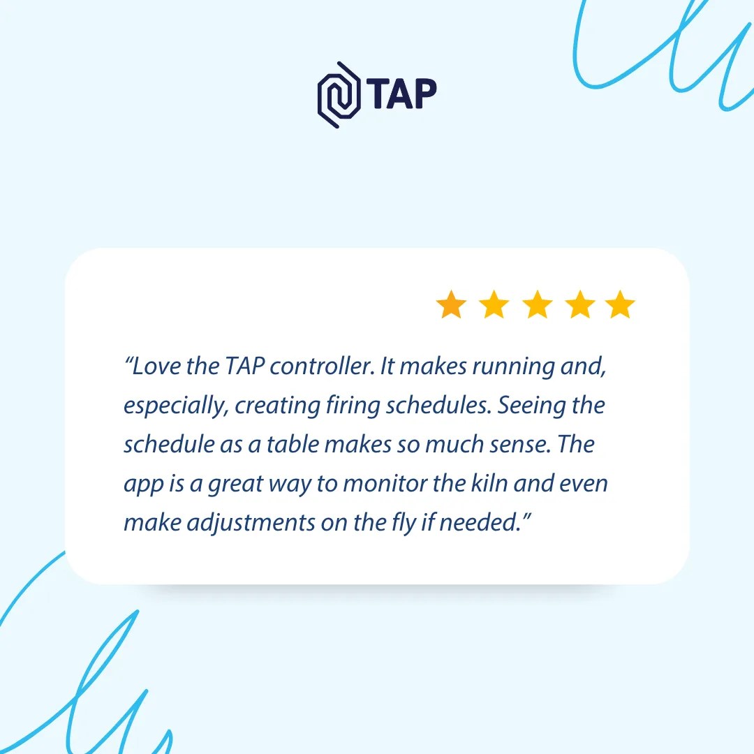 A user review for the TAP Kiln Control Mobile app
