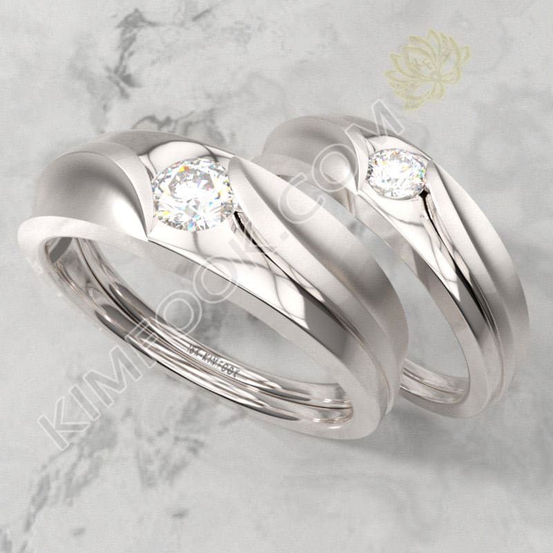 Rp970 ribu per gram (emas 24 karat, kadar 96%). Cincin Kawin Berlian Emas Putih - MACB050 - KIMFOOK JEWELRY