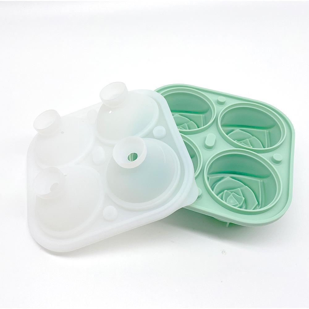 THICK SILICON ROSE-SIZED 4SLOTS ICE CUBE MAKER (ONE CAN ACTUALLY USE IT TO ICE FRUIT SMOOTHIE & PUT STICK IN IT AS FRUIT POPSICLE ????????????FOR OUR KIDS ON WEEKENDS, NOT EVERYTIME SUGARY THINGS
