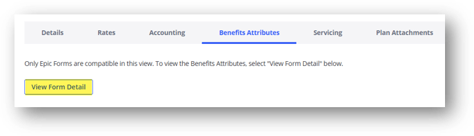 Benefits Attributes section of Detailed Information