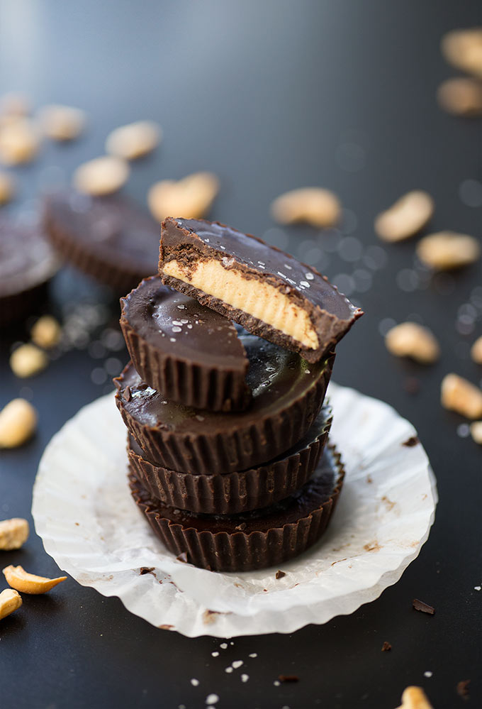 Dark Chocolate Cashew Butter Cups – dairy-free chocolate stuffed with a creamy cashew butter filling. Just one of many Paleo Dark Chocolate Treats!