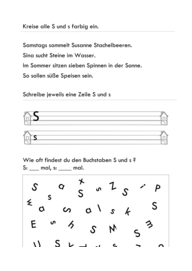 Dem buchstaben s/s wird ein passendes anlautbild zugeordnet, das die schüler beim üben mit dem material begleitet. Buchstabe S - Buchstaben