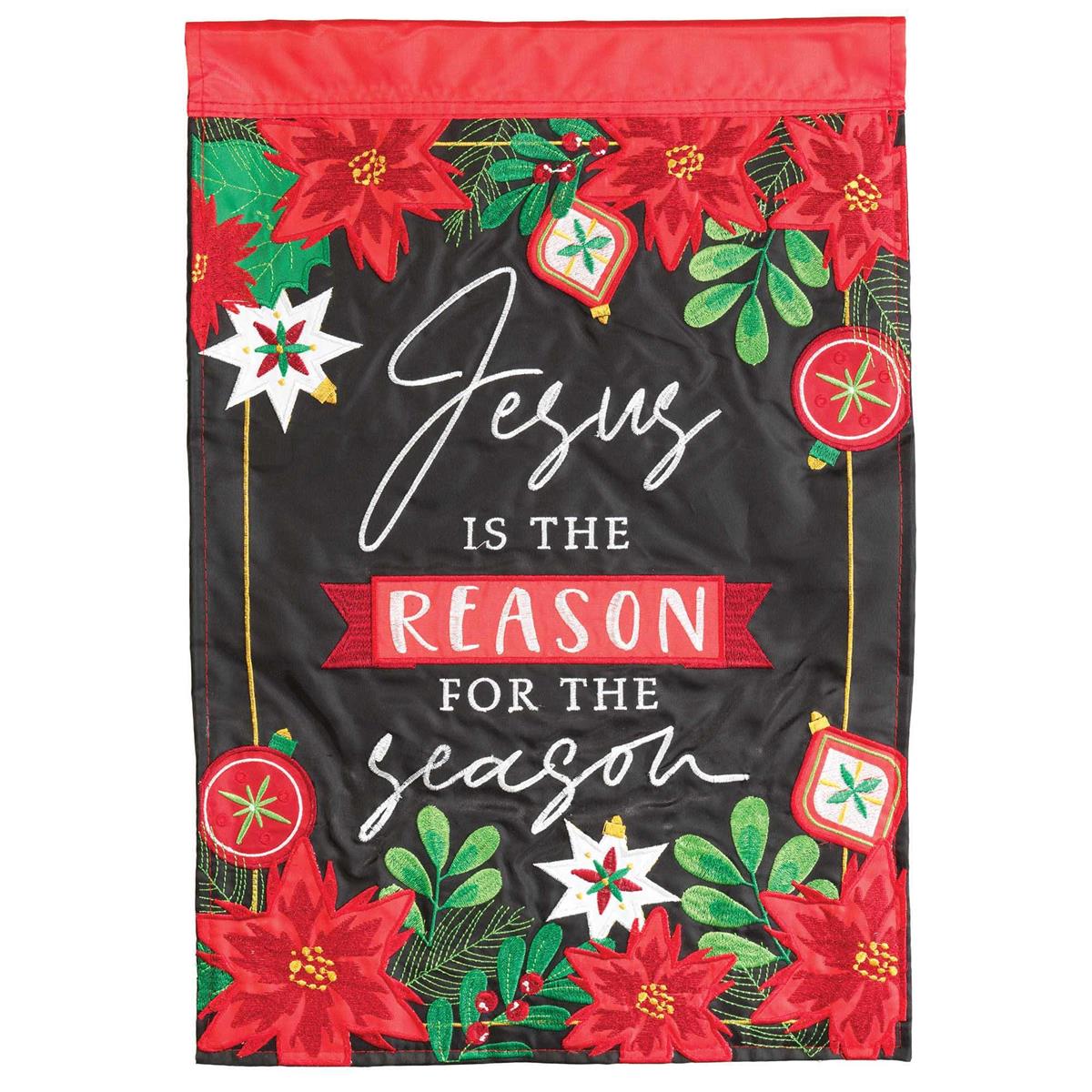 Jesus is the Reason for the Season Applique Banner Flag