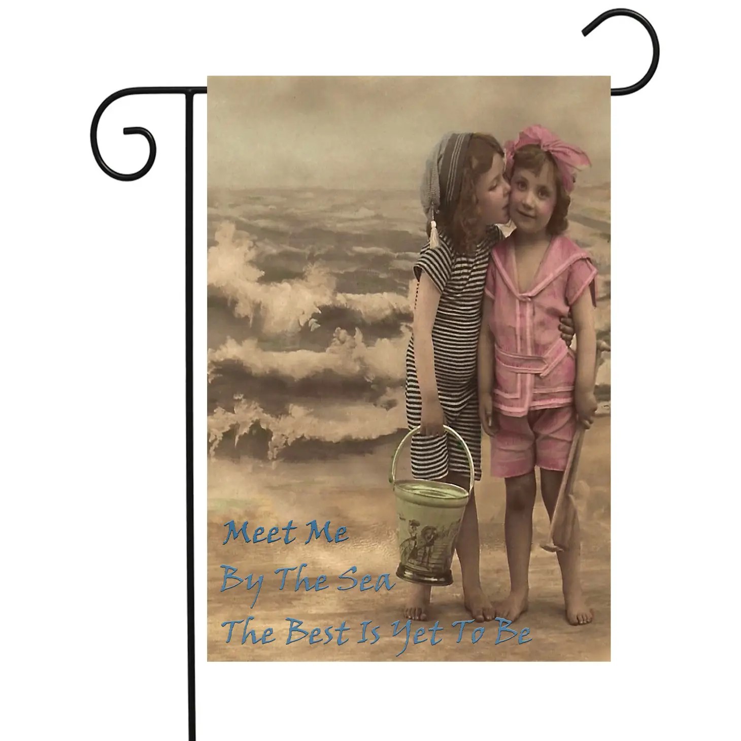 Two Girls Postcard Garden Flag