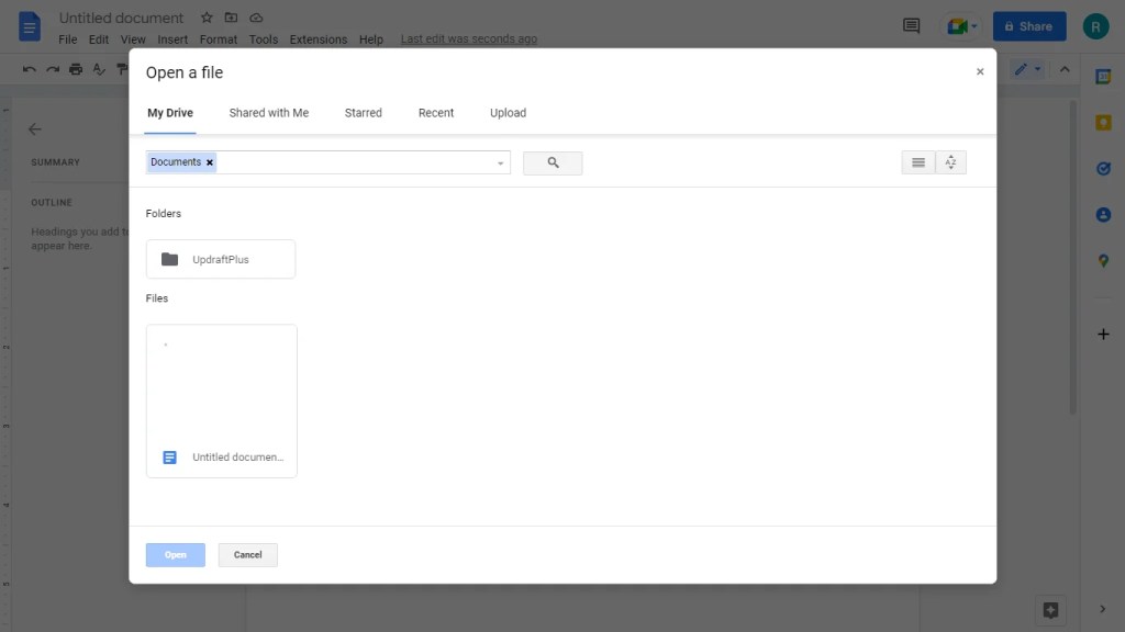 upload document from local drive to google drive