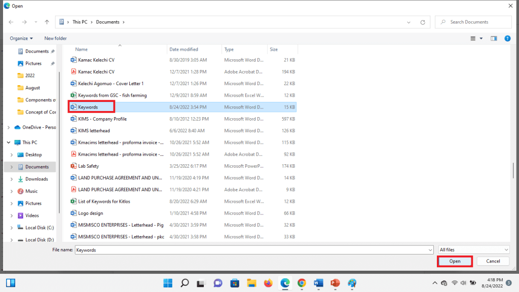 select a file to upload to google drive