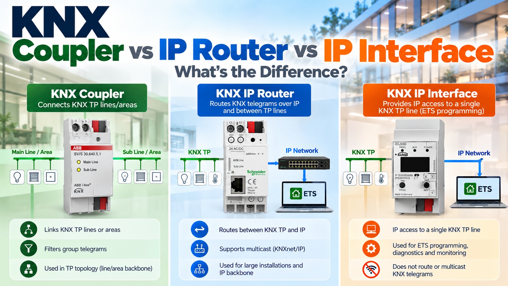 KNX Coupler vs IP Router vs Interface