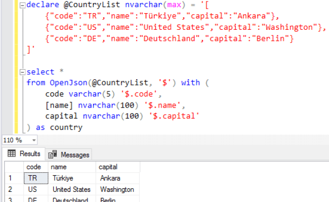 Query JSON Data Using OpenJSON On SQL Server