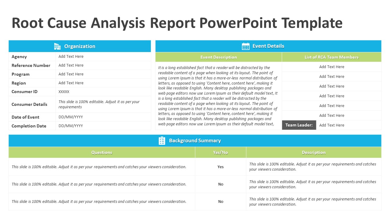 Root Cause Analysis Document Template