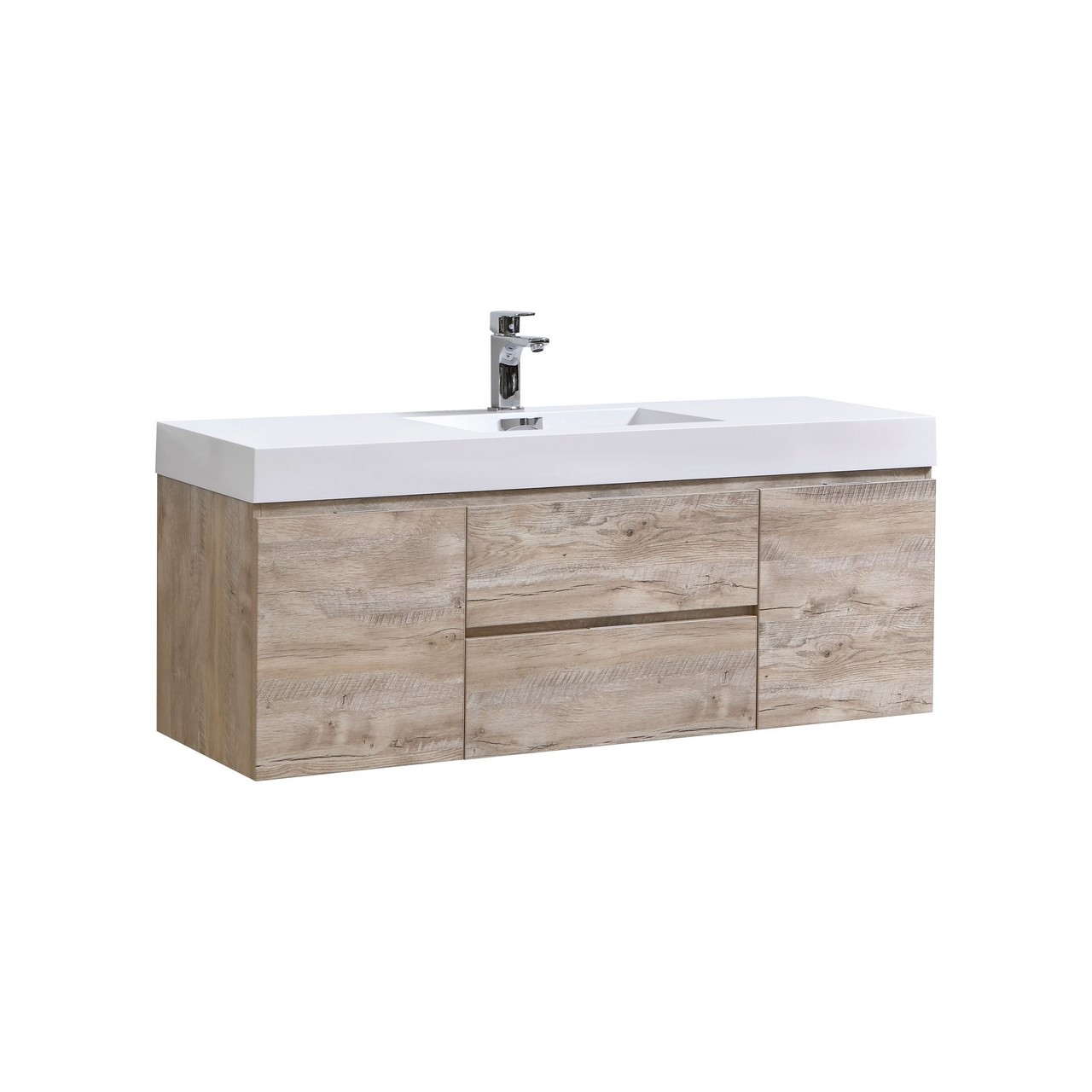 Bliss 60 Nature Wood Wall Mount Single Sink Modern Bathroom Vanity