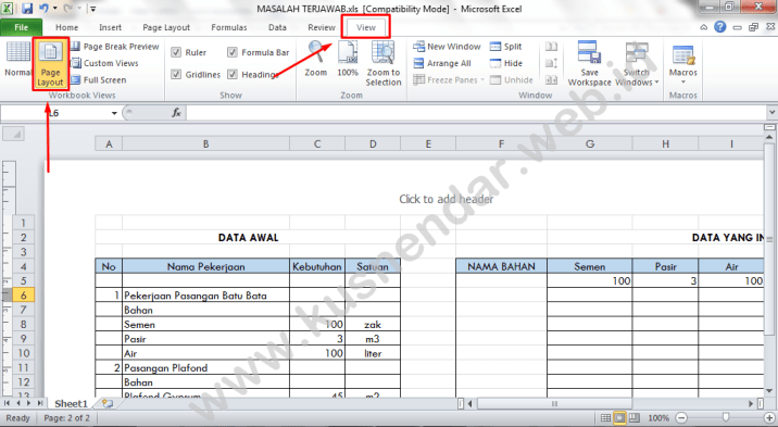 Memunculkan Nomor Dan Tanggal Di Hasil Print Excel 2010 Kusnendar