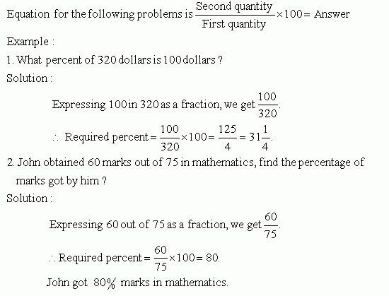 Expressing One Quantity As A Percentage Of Another Quantity Expressing One Quantity As A Percentage Of Another Quantity