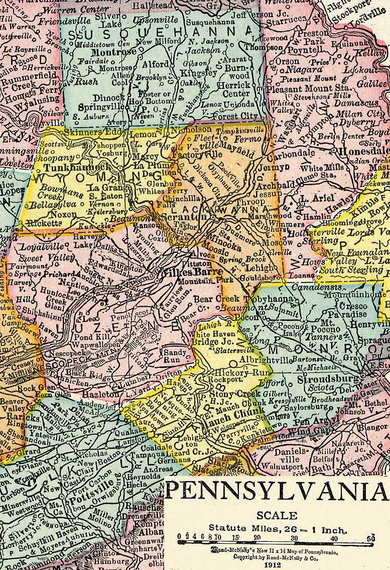 Lackawanna County PA Maps PA1912a 