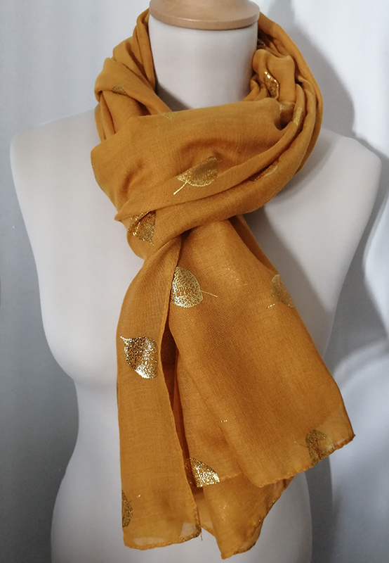 Foulard Scintillant Femme KAVINGKALY - Imprimé Feuille D'argent 80x180cm En Polyester Léger