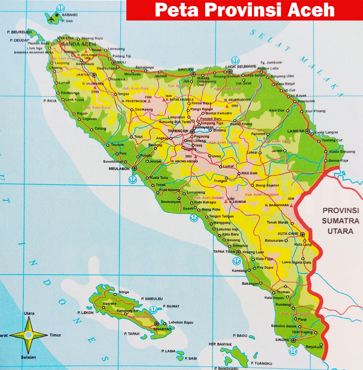 Peta Aceh Lengkap Dengan Nama Kota Lamudi Peta Aceh 