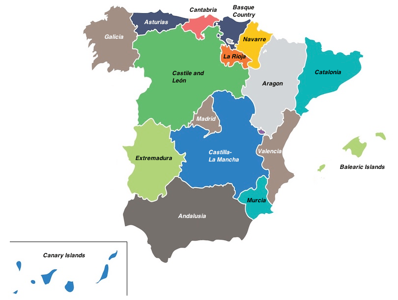 Spain Regional Map Spain Regional Map 