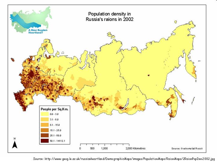 Siberia Map Of Villages Population Density 2002 