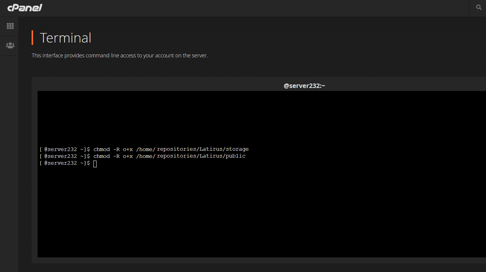 chmod laravel storage