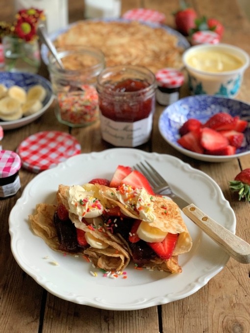 Strawberries and Cream Pancake Party Platter