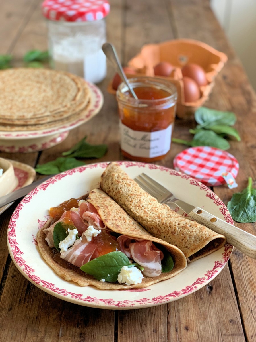 Chèvre, Ham and Peach Crêpes