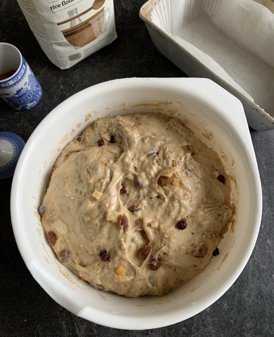 Line a large baking tray/sheet with non-stick baking parchment. Turn the dough out onto a lightly floured work surface and using the palm of your hand, gently press it out into a large rectangular shape, about 14" x 10" (35cm x 20cm). Cover the dough and set aside to rest for 20 -30 minutes.